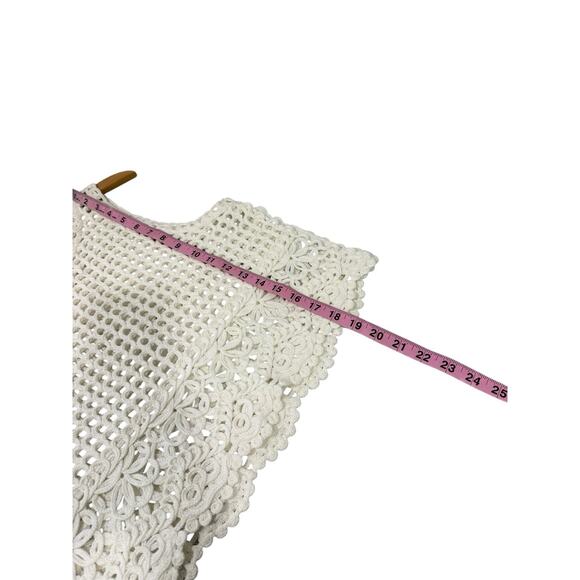 Zara Cream Beach Crochet Sweater Tank Cotton Coastal Grandma Womens Small - Picture 7 of 7